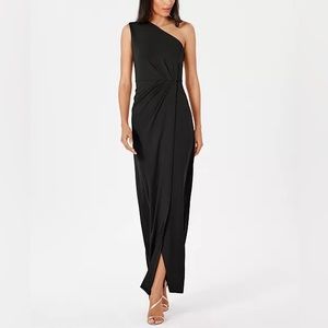 Calvin Klein one-shoulder black gown